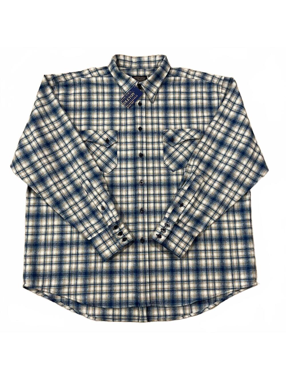 NWT Pendleton Mens Blue Plaid Western Wool Flannel Size 2XL (flaw)
